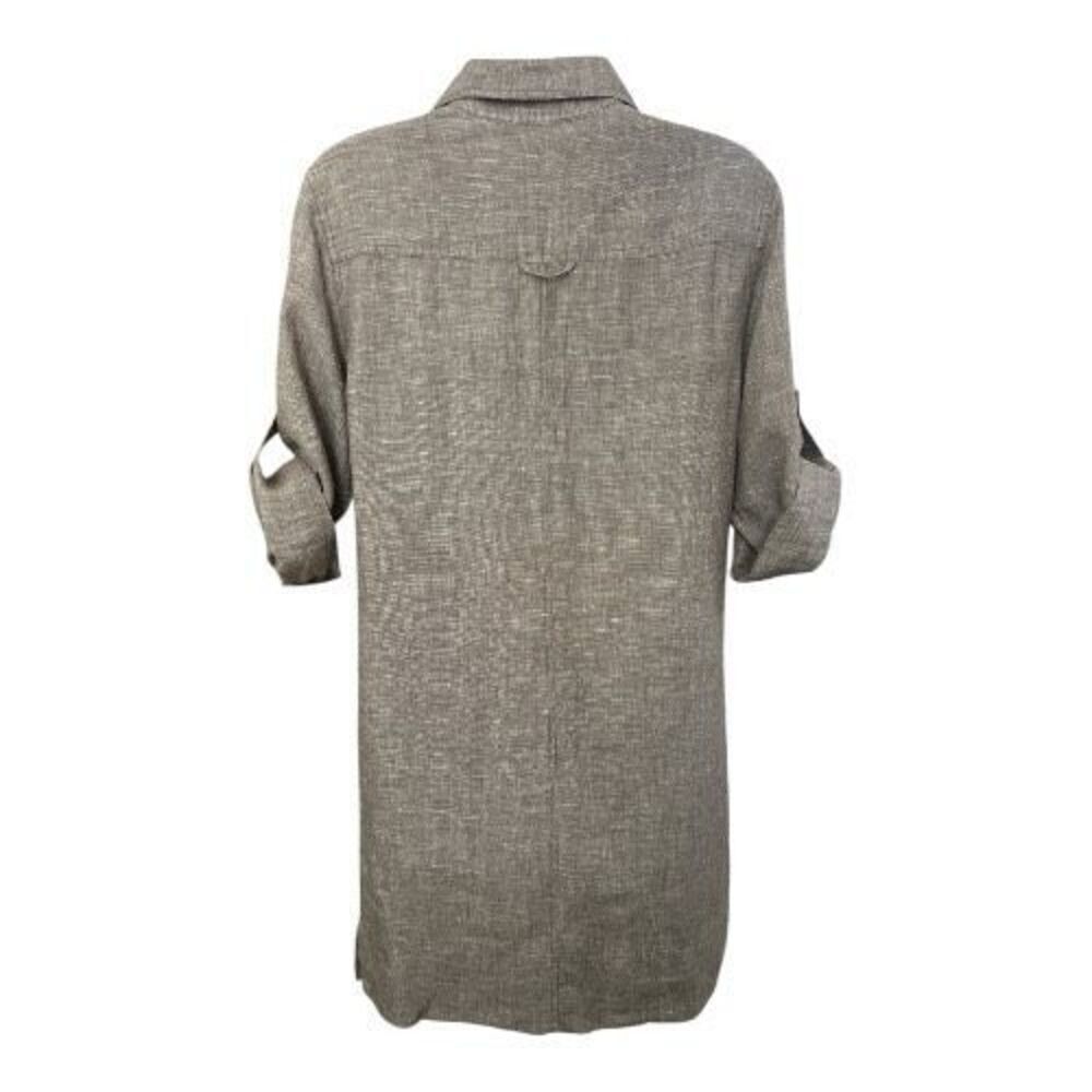 Tommy Bahama Women Size XS Brown Linen Collared Shirt Dress Roll-Tab Sleeve - Picture 12 of 15